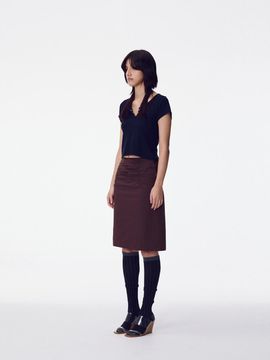MAISONMARAIS Shirring Skirt - Dark Brown