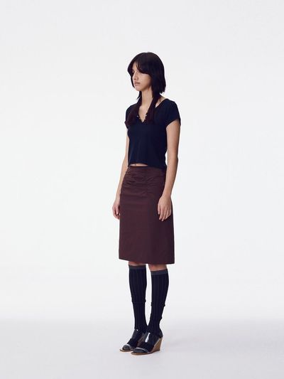 MAISONMARAIS Shirring Skirt - Dark Brown