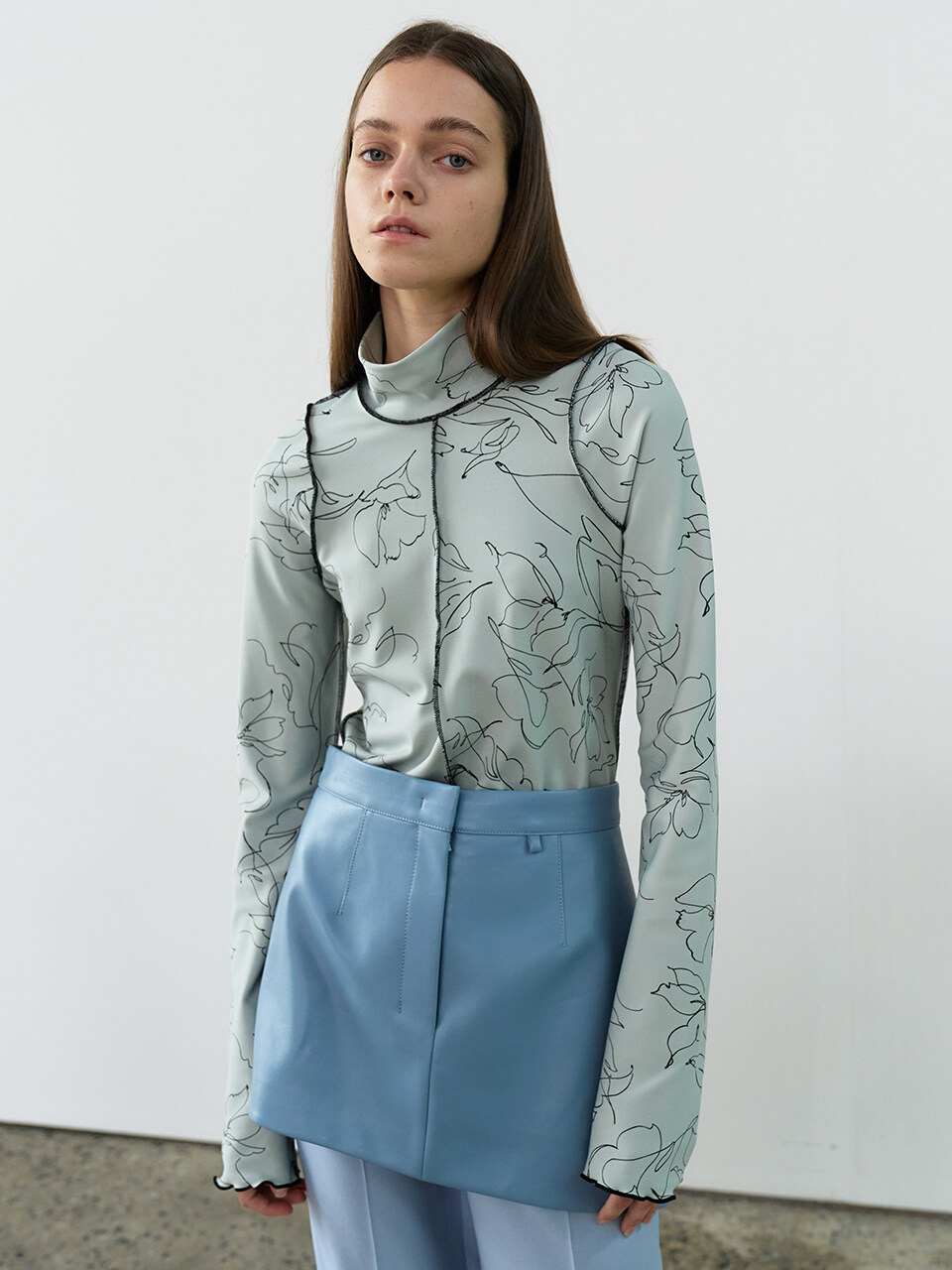 MAISONMARAIS Slanted Skirt (Dusty Blue)