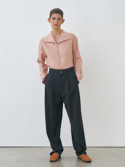 MAISONMARAIS Snap Wool Slacks_Charcoal