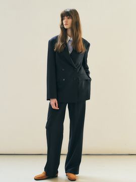 MAISONMARAIS Stripe Slim Slacks - Dark Navy