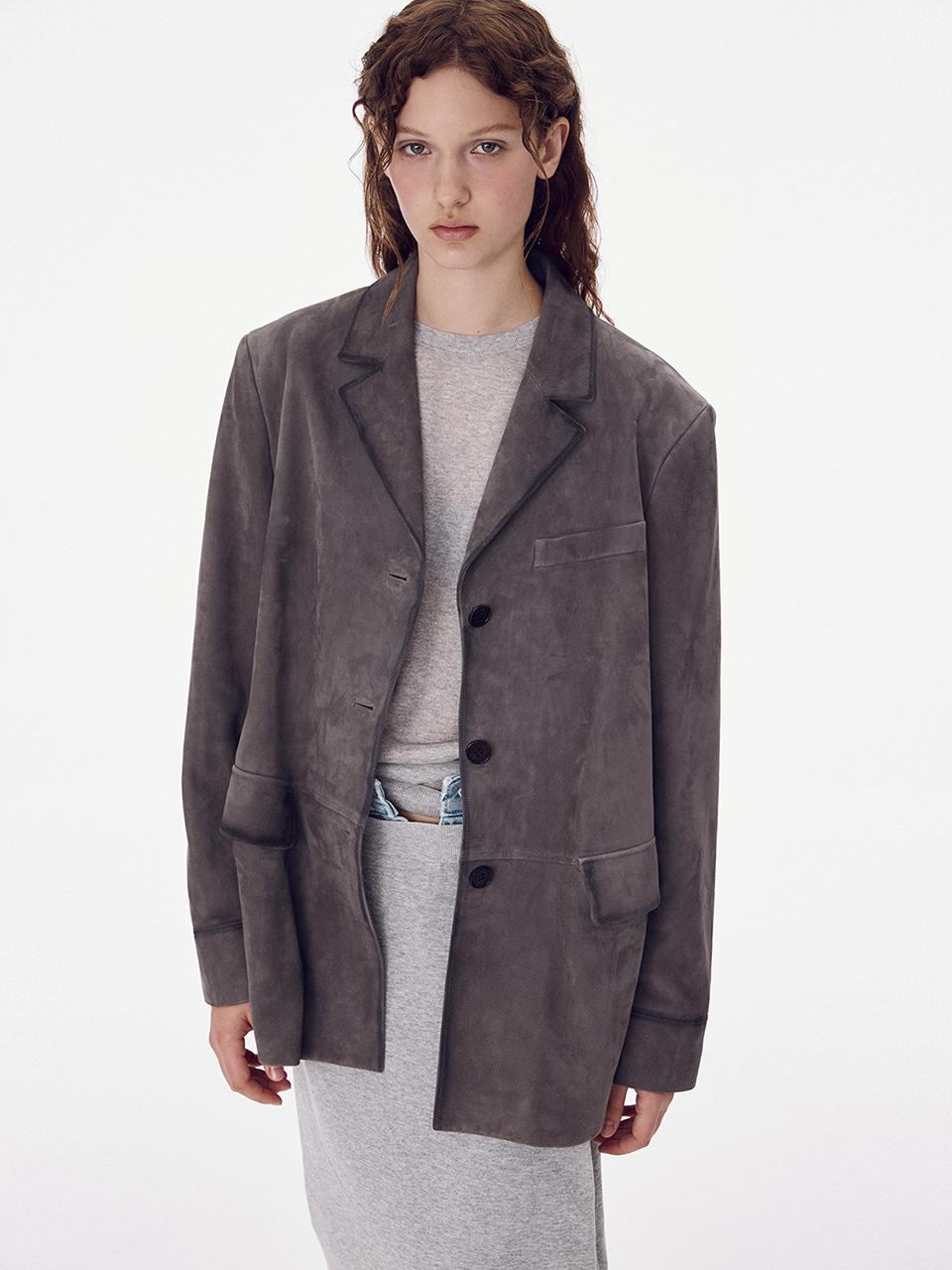 MAISONMARAIS Three Button Suede Jacket - Charcoal