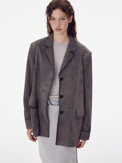 MAISONMARAIS Three Button Suede Jacket - Charcoal