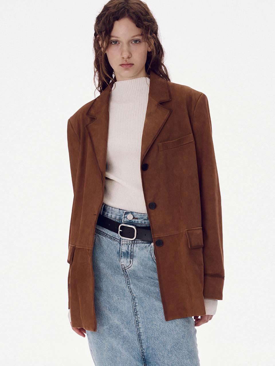 MAISONMARAIS Three Button Suede Jacket - Tan