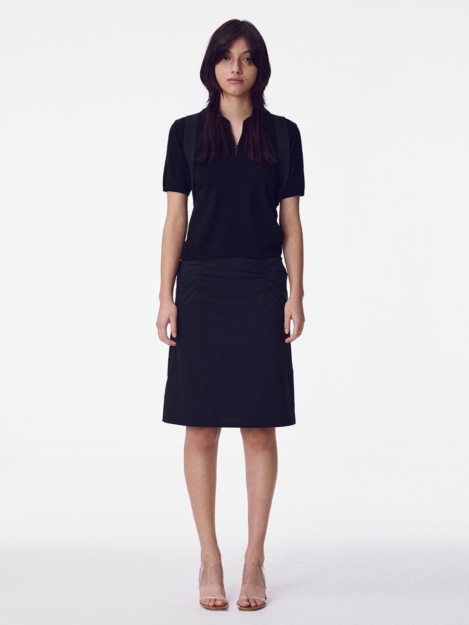 MAISONMARAIS Unbalanced Shirring Skirt_Black