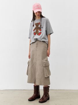 MAISONMARAIS Washed Cargo Skirt_Grey