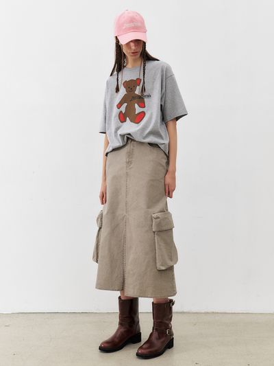 MAISONMARAIS Washed Cargo Skirt_Grey