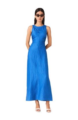 maje maje Backless Linen-Blend Midi Dress