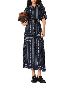 Maje Maje Bandana Print Chain Belt Shirtdress