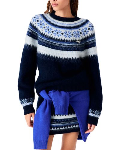 Maje Maje Brushed Wool Jacquard Fair Isle Sweater
