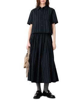 Maje Maje Carius Cotton Blend Embellished Shirt