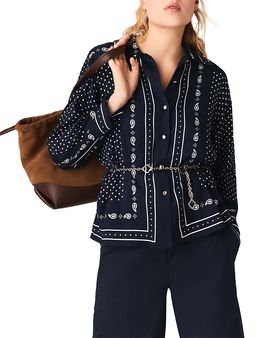 Maje Maje Chain Belt Bandana Print Shirt
