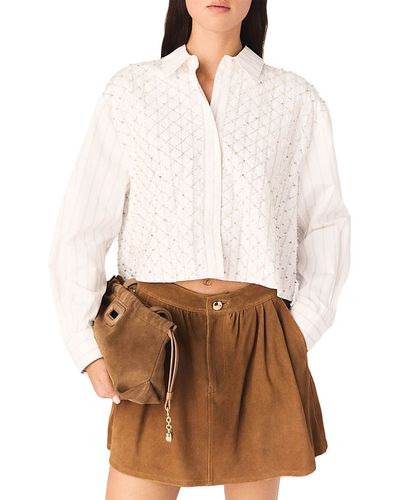 Maje Maje Ciraya Beaded Cropped Shirt
