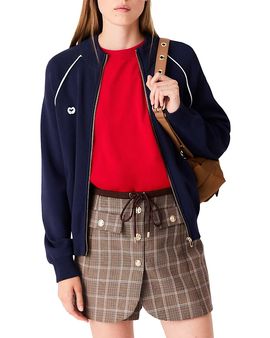 Maje Maje Contrast Trim Zippered Cardigan