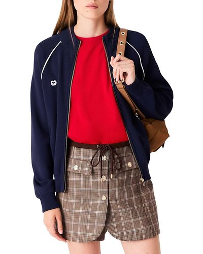 Maje Maje Contrast Trim Zippered Cardigan