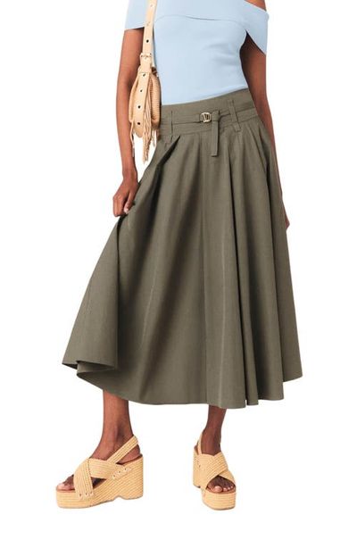 maje maje Cotton pleated maxi skirt