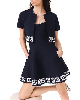 Maje Maje Crochet Panel Cropped Cardigan