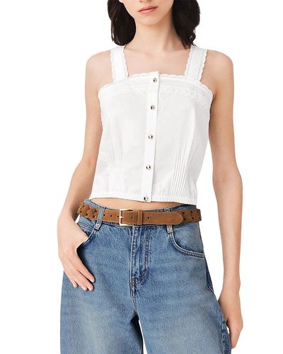 Maje Maje Crop Top with Lace Trim