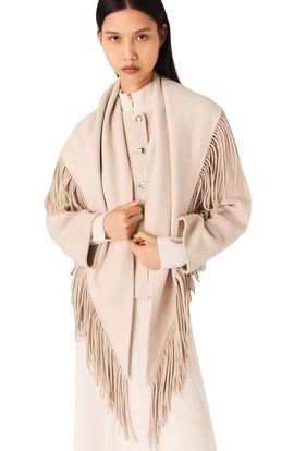 maje maje Cropped wool coat with removable scarf