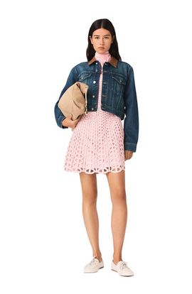 maje maje Denim jacket with leather collar