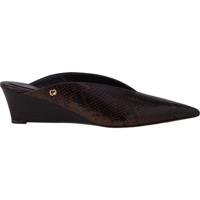 maje maje Embossed leather wedge mules