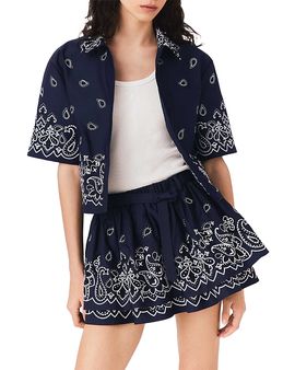 Maje Maje Embroidered Ruffle Mini Skirt