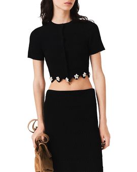 Maje Maje Floral Jewel Cropped Cardigan