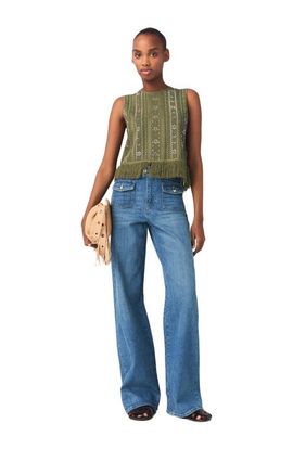 maje maje Fringed rhinestone flower top