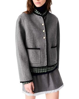 Maje Maje Gardenia Wool Blend Double Faced Short Coat