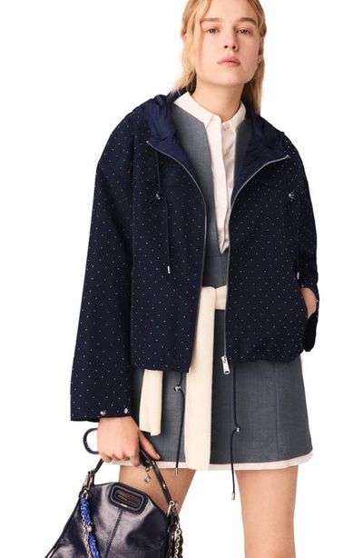 maje maje Hooded windbreaker with rhinestones