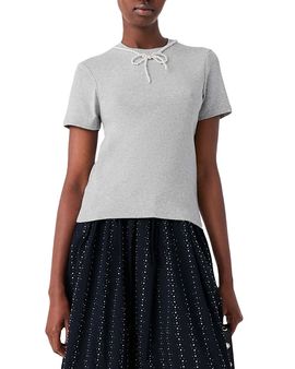 Maje Maje Imitation Pearl Beaded Collar Tee
