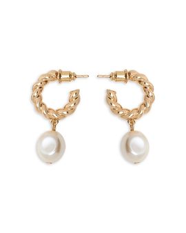 Maje Maje Imitation Pearl Twisted Hoop Earrings, 1L