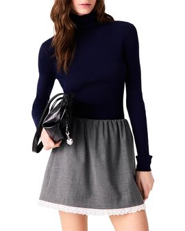 Maje Maje Jeandra Lace Trim Mini Skirt
