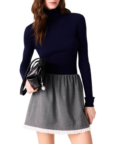 Maje Maje Jeandra Lace Trim Mini Skirt