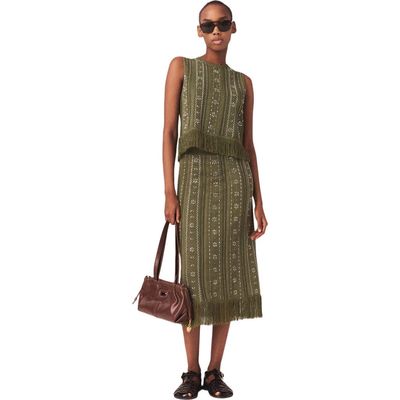 maje maje Knit skirt with rhinestone flowers
