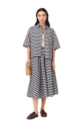 maje maje Linen-blend midi skirt