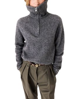 Maje Maje Marjory Yak Blend Zip Neck Sweater