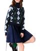 Maje Maje Mirgy Wool Rhinestone Argyle Sweater - 5