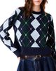 Maje Maje Mirgy Wool Rhinestone Argyle Sweater - 6