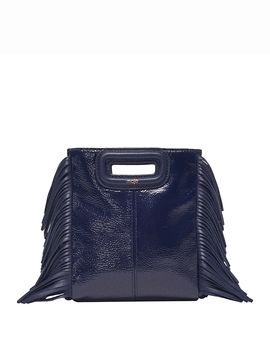 Maje Maje Miss M Mini Fringed Blue Leather Crossbody Bag