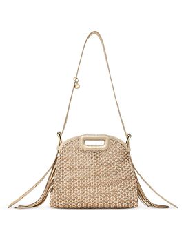 Maje Maje Miss M Mini Leather Mesh Crossbody Bag