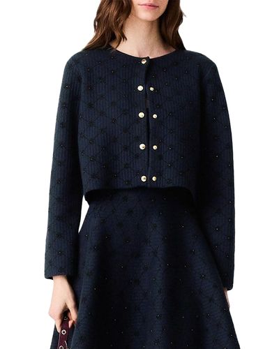 Maje Maje Mowill Jacquard Sequin Crewneck Cardigan