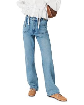 Maje Maje Pantro Chain Waist Straight Jeans in Blue