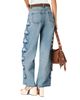Maje Maje Pintbrode Floral Embroidered Wide Leg Jeans in Blue - 3