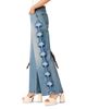 Maje Maje Pintbrode Floral Embroidered Wide Leg Jeans in Blue - 4