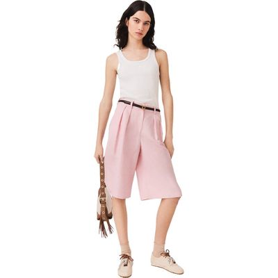 maje maje Pleated linen blend Bermuda shorts