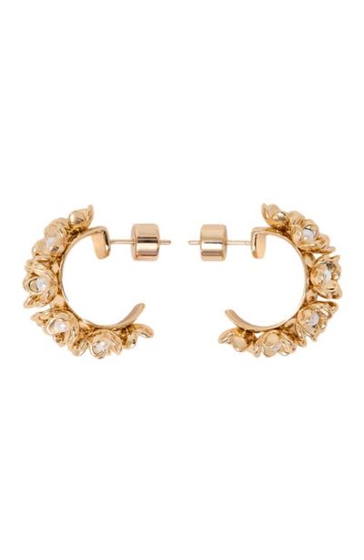 maje maje Rhinestone flower hoop earrings