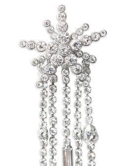 Maje Maje Rhinestone Shooting Star Asymmetrical Drop Earrings in Silver Tone