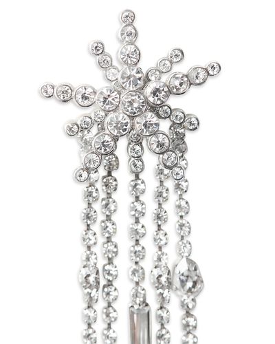 Maje Maje Rhinestone Shooting Star Asymmetrical Drop Earrings in Silver Tone
