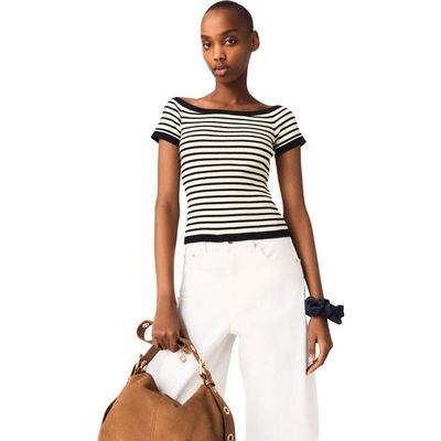 maje maje Rib knit top with boat neck